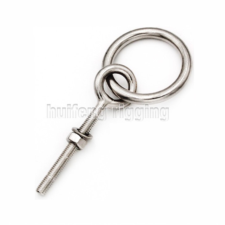 Øjenbolt med ring svejset, med vaskemaskine og møtrik